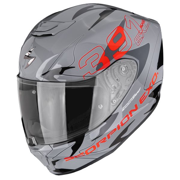 Full Face Scorpion Exo 391 Key Grey Black Red