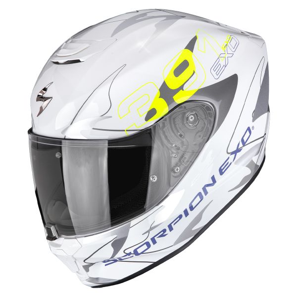 Full Face Scorpion Exo 391 Key White Silver Neon Yellow
