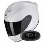 Casque Full Face Scorpion Exo 391 Solid Pearl White + Kit bluetooth 5R Lite