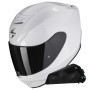 Casque Full Face Scorpion Exo 391 Solid Pearl White + Kit bluetooth Exo-Com Link-1C