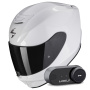 Casque Full Face Scorpion Exo 391 Solid Pearl White + Kit Bluetooth Lokui K30