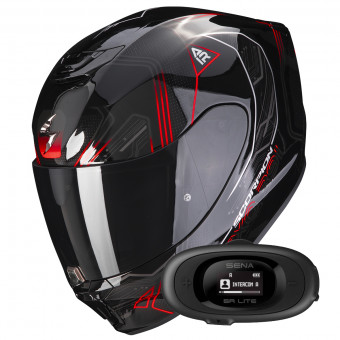 Full Face Scorpion Exo 391 Spada Black Neon Red + Kit bluetooth 5R Lite