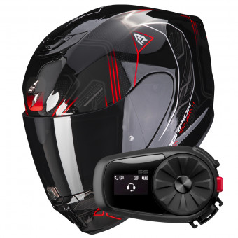 Full Face Scorpion Exo 391 Spada Black Neon Red + Kit Bluetooth 5S