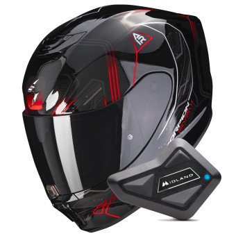 Full Face Scorpion Exo 391 Spada Black Neon Red + Kit bluetooth BT Mini