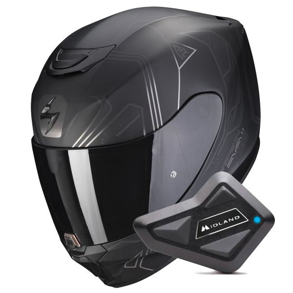 Full Face Scorpion Exo 391 Spada Matt Black Chameleon + Kit bluetooth BT Mini