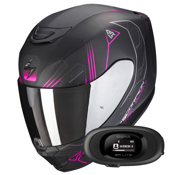 Full Face Scorpion Exo 391 Spada Matt Black Pink + Kit bluetooth 5R Lite