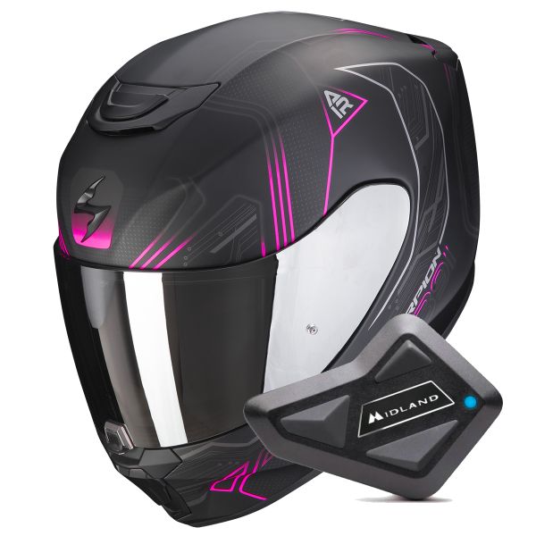 Full Face Scorpion Exo 391 Spada Matt Black Pink + Kit bluetooth BT Mini