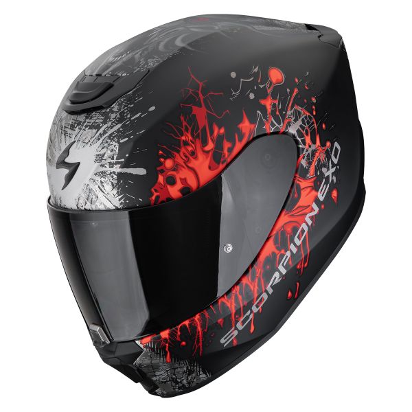 Full Face Scorpion Exo 391 Wolf Matt Black Silver Red Full Face Scorpion Exo 391 Wolf Matt Black Silver Red