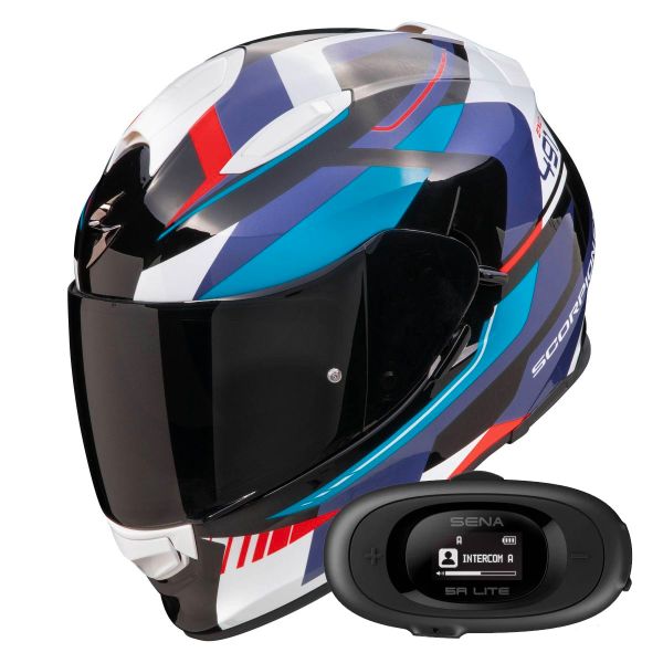 Full Face Scorpion Exo 491 Abilis Black Blue Red + Kit bluetooth 5R Lite Solo