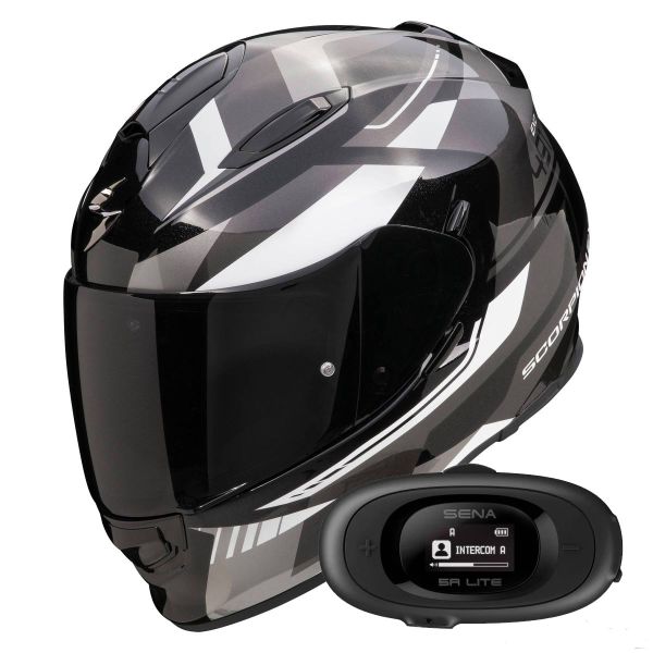 Full Face Scorpion Exo 491 Abilis Black Silver White + Kit bluetooth 5R Lite Solo
