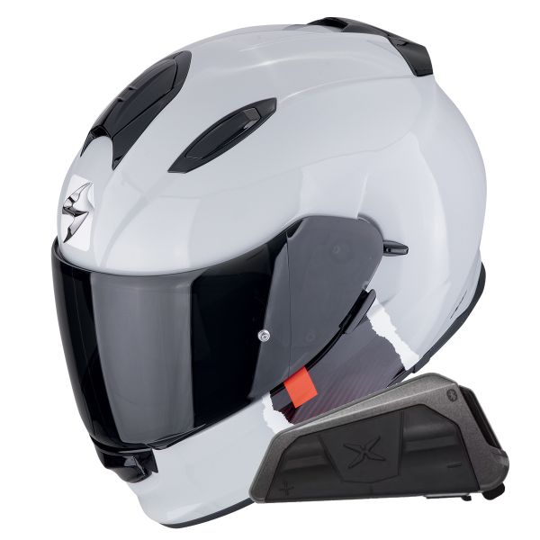 Full Face Scorpion Exo 491 Code Grey Red + Exo-Com Link-1 Bluetooth kit