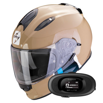 Full Face Scorpion Exo 491 Code Sand Blue + Kit bluetooth 5R Lite Solo