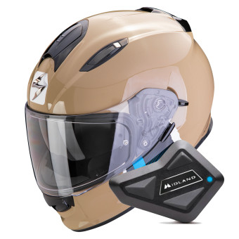 Full Face Scorpion Exo 491 Code Sand Blue + Kit Bluetooth BT Mini