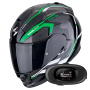 Casque Full Face Scorpion Exo 491 Kripta Black Green White + Kit bluetooth 5R Lite