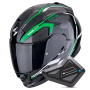 Casque Full Face Scorpion Exo 491 Kripta Black Green White + Kit Bluetooth BT Mini