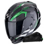 Casque Full Face Scorpion Exo 491 Kripta Black Green White + Exo-Com Link-1C Bluetooth Kit
