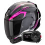 Casque Full Face Scorpion Exo 491 Kripta Black Pink White + Kit Bluetooth 5S Solo