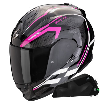 Full Face Scorpion Exo 491 Kripta Black Pink White + Exo-Com Link-1C Bluetooth Kit
