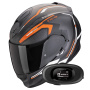 Casque Full Face Scorpion Exo 491 Kripta Matt Black Orange White + Kit bluetooth 5R Lite Solo