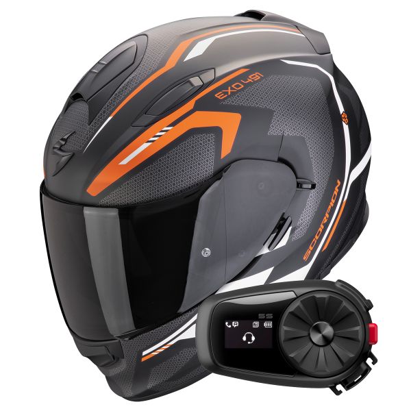 Full Face Scorpion Exo 491 Kripta Matt Black Orange White + Kit Bluetooth 5S Solo Full Face Scorpion Exo 491 Kripta Matt Black Orange White + Kit Bluetooth 5S Solo