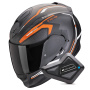 Casque Full Face Scorpion Exo 491 Kripta Matt Black Orange White + Kit Bluetooth BT Mini