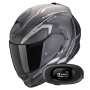 Casque Full Face Scorpion Exo 491 Kripta Matt Black Silver + Kit bluetooth 5R Lite Solo