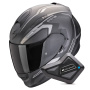 Casque Full Face Scorpion Exo 491 Kripta Matt Black Silver + Kit Bluetooth BT Mini