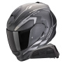 Casque Full Face Scorpion Exo 491 Kripta Matt Black Silver + Exo-Com Link-1 Bluetooth kit