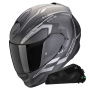 Casque Full Face Scorpion Exo 491 Kripta Matt Black Silver + Exo-Com Link-1C Bluetooth Kit