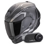 Casque Full Face Scorpion Exo 491 Kripta Matt Black Silver + Kit Bluetooth Lokui K30