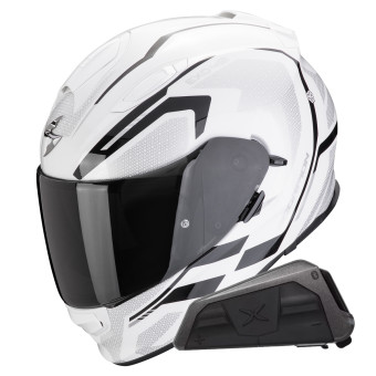 Full Face Scorpion Exo 491 Kripta White Black + Exo-Com Link-1 Bluetooth Kit