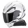 Casque Full Face Scorpion Exo 491 Kripta White Black + Exo-Com Link-1 Bluetooth Kit