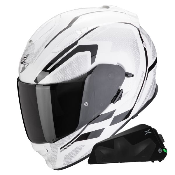 Full Face Scorpion Exo 491 Kripta White Black + Exo-Com Link-1C Bluetooth Kit Full Face Scorpion Exo 491 Kripta White Black + Exo-Com Link-1C Bluetooth Kit