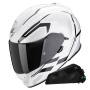 Casque Full Face Scorpion Exo 491 Kripta White Black + Exo-Com Link-1C Bluetooth Kit
