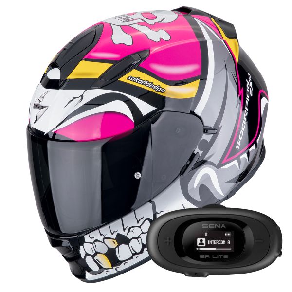 Full Face Scorpion Exo 491 Pirate Pink + Kit bluetooth 5R Lite