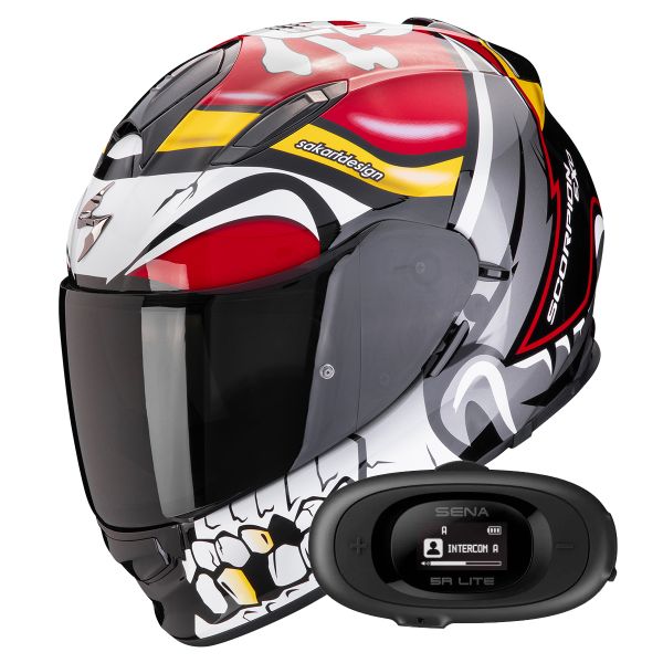 Full Face Scorpion Exo 491 Pirate Red + Kit bluetooth 5R Lite Solo