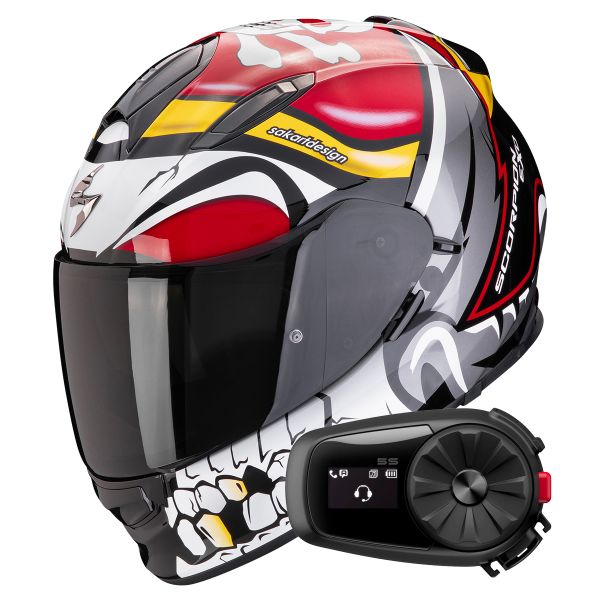 Full Face Scorpion Exo 491 Pirate Red + Kit Bluetooth 5S Solo Full Face Scorpion Exo 491 Pirate Red + Kit Bluetooth 5S Solo