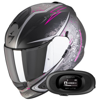 Full Face Scorpion Exo 491 Run Matt Black Pink + Kit bluetooth 5R Lite