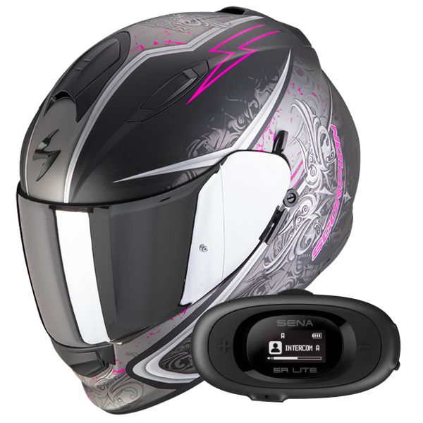 Full Face Scorpion Exo 491 Run Matt Black Pink + Kit bluetooth 5R Lite Full Face Scorpion Exo 491 Run Matt Black Pink + Kit bluetooth 5R Lite