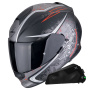 Casque Full Face Scorpion Exo 491 Run Matt Black Red + Exo-Com Link-1C Bluetooth Kit