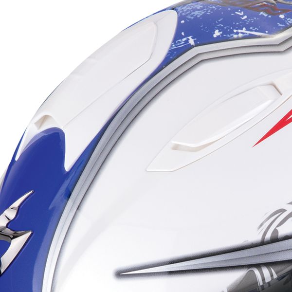 Scorpion Exo 491 Run White Blue + Exo-Com Link-1C Bluetooth Kit