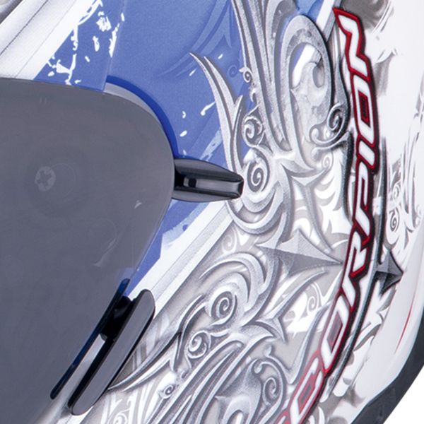 Scorpion Exo 491 Run White Blue + Exo-Com Link-1C Bluetooth Kit