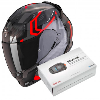 Full Face Scorpion Exo 491 Spin Black Red + Kit Bluetooth SMH5