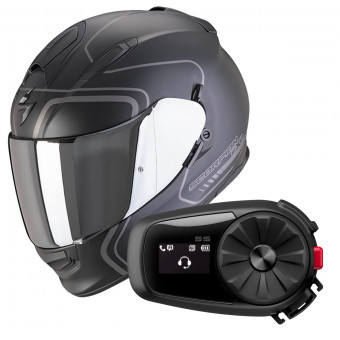 Full Face Scorpion Exo 491 West Matt Black Silver + Kit Bluetooth 5S