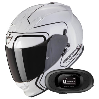 Full Face Scorpion Exo 491 West White Black + Kit bluetooth 5R Lite