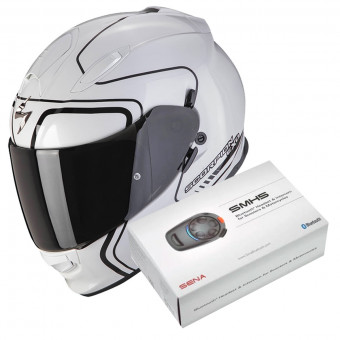 Full Face Scorpion Exo 491 West White Black + Kit Bluetooth SMH5