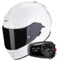 Casque Full Face Scorpion Exo 491 White + Kit Bluetooth 5S