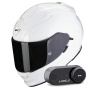 Casque Full Face Scorpion Exo 491 White + Kit Bluetooth Lokui K30
