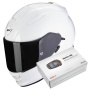 Casque Full Face Scorpion Exo 491 White + Kit Bluetooth SMH5