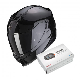 Full Face Scorpion Exo 520 Air Solid Black + Kit Bluetooth SMH5 Solo